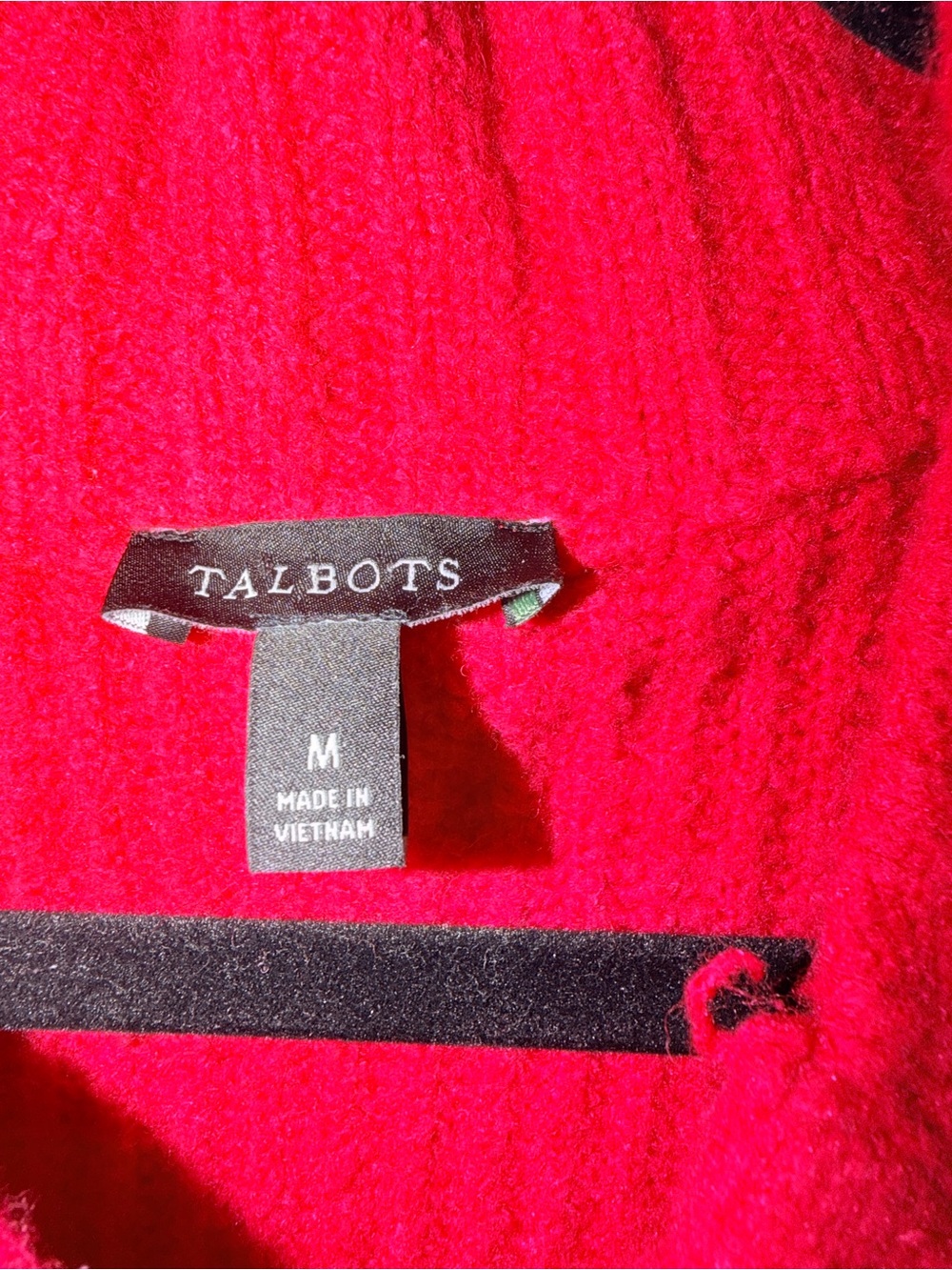 Talbots Red Button-Front Ribbed Women's Sweater - Picture 6 of 7